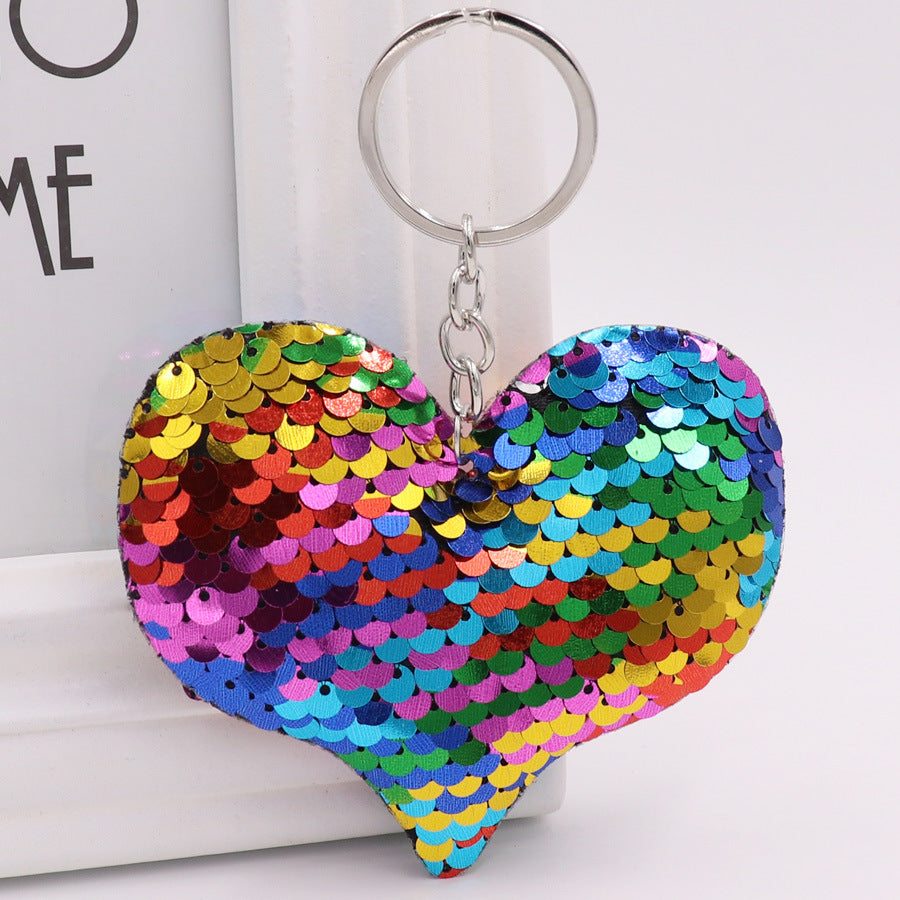 Wholesale Double Sided Reflective Sequin Love Keychain